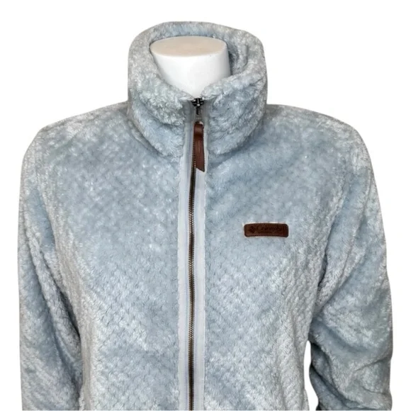 Columbia Fire Side II Textured Fleece Jacket L Full Zip Cloud Gray - Picture 4 of 9
